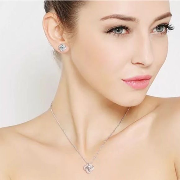 925 Silver Eternal Heart Twist Diamond Jewelry Set - Picture 7 of 7